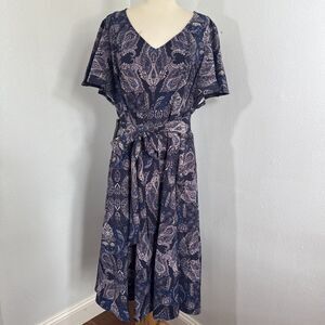 Lane Bryant Midi Dress‎ Woman 10 Floral Lena V Neck Level Hem Party
